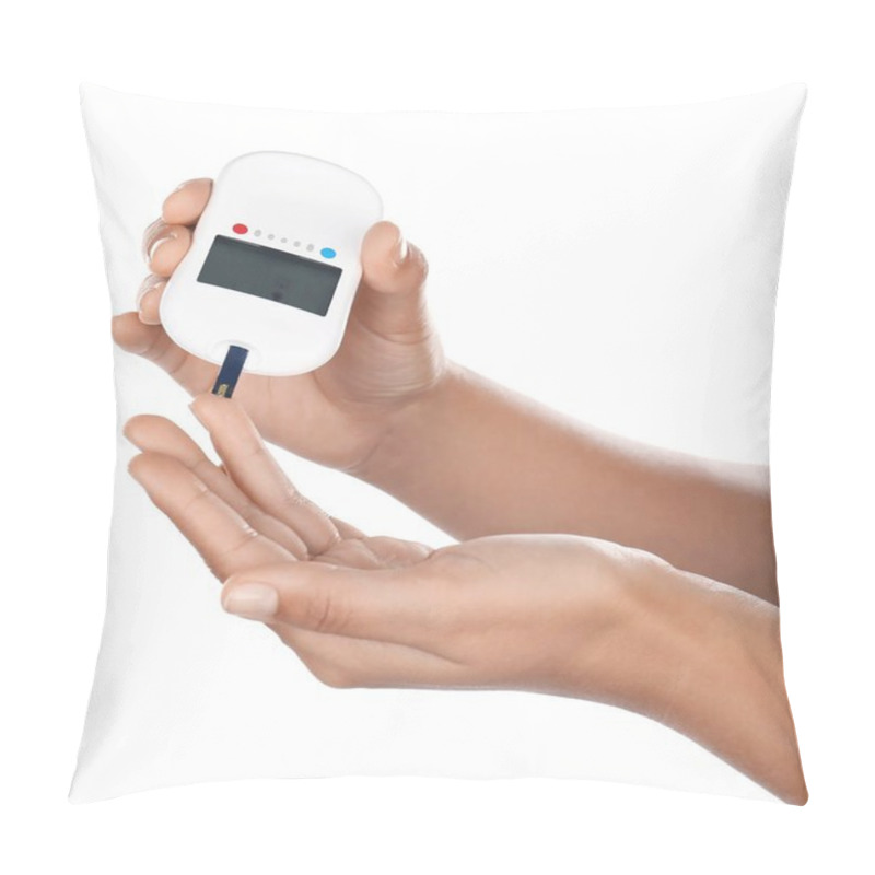 Personality  Woman Testing Glucose Level  Pillow Covers