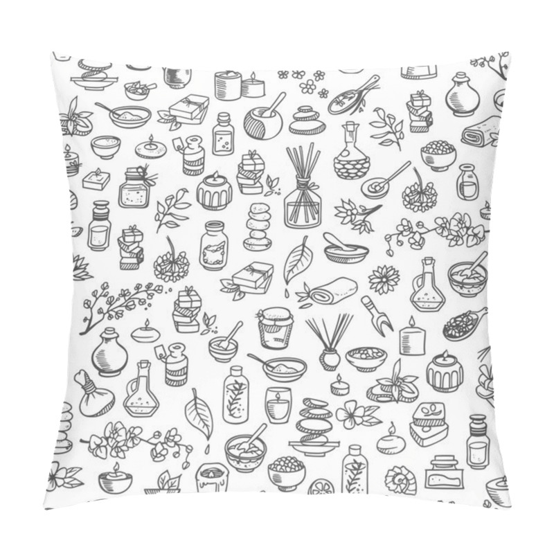 Personality  Doodle Spa Elements, Seamless Background Pillow Covers