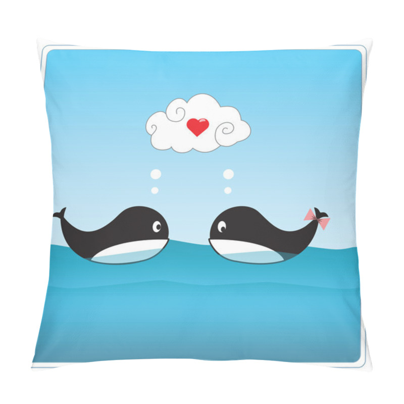 Personality  Cute Whales In Love. Pillow Covers