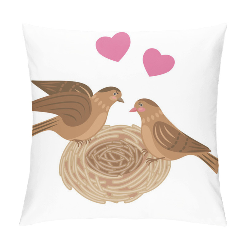 Personality  Pair Birds In The Nest. Pillow Covers