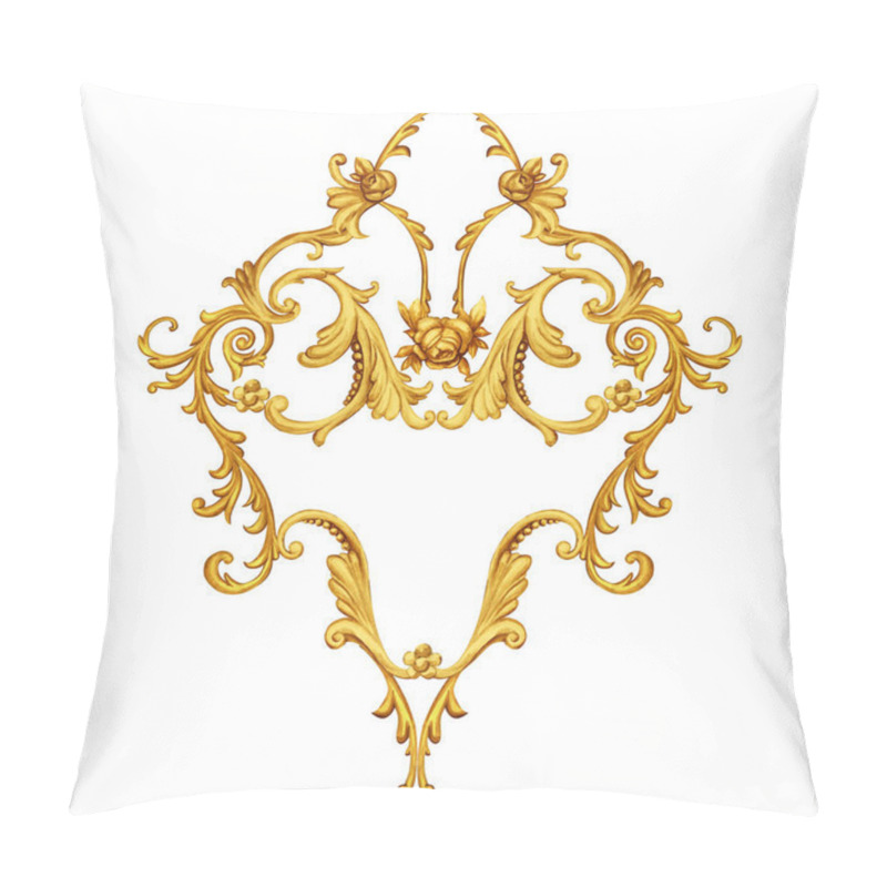 Personality  Golden Arabesque With Golden Scrolls And Roses Pillow Covers