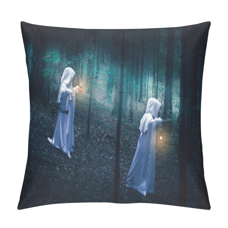 Personality  Two Ghost In A Dark Forest. Pillow Covers