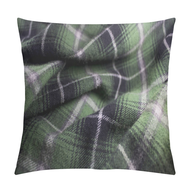 Personality  Green Plaid Flannel Fabric Cloth Tartan Garment Textile Pillow Covers