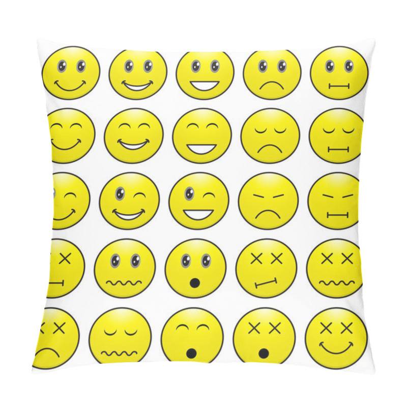 Personality  Pack Of Faces (emoticons) With Various Emotions Expression Pillow Covers