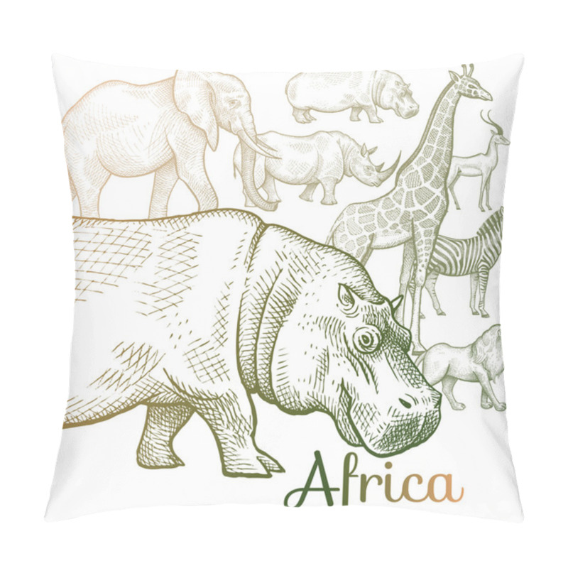 Personality  Illustration Of African Animals. Pillow Covers