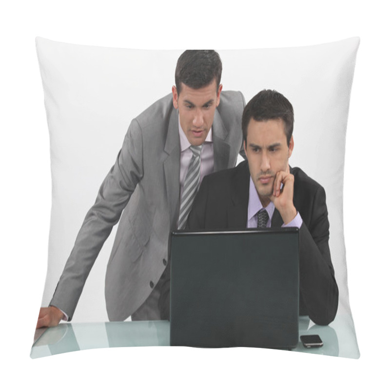 Personality  Business Associates Reading A Distressing E-mail Pillow Covers