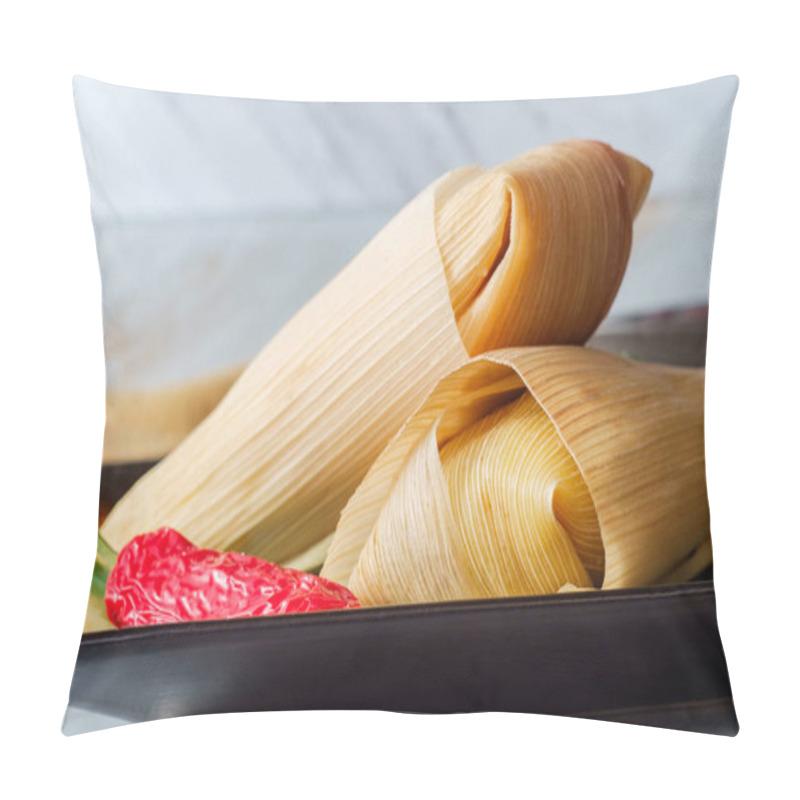 Personality  Mexican Steamed Chili And Cheese Masa Tamales Wrapped In Corn Husk Pillow Covers