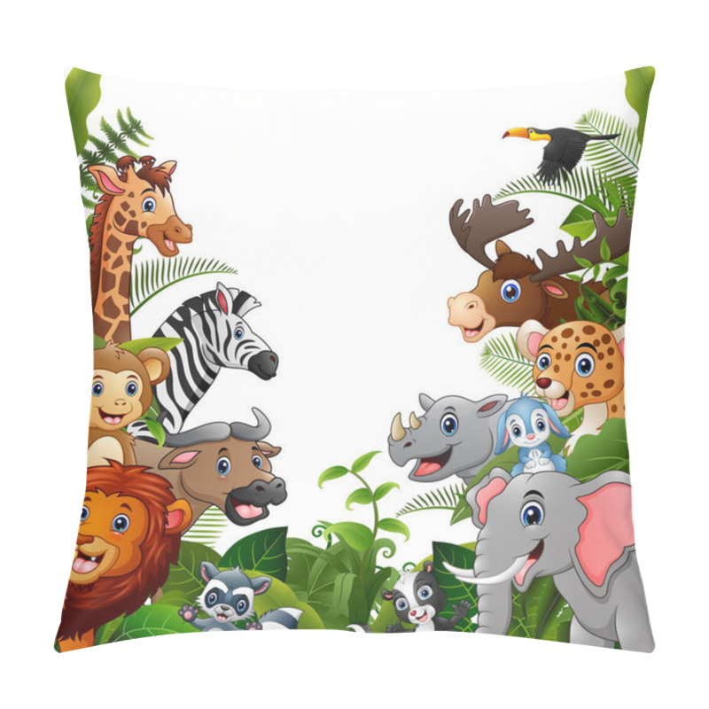 Personality  Illustration Of Animals Forest Cartoon Meet Together Pillow Covers