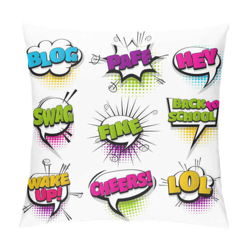 Personality  Set Hand Drawn Effects Comic Speech Bubbles Pillow Covers