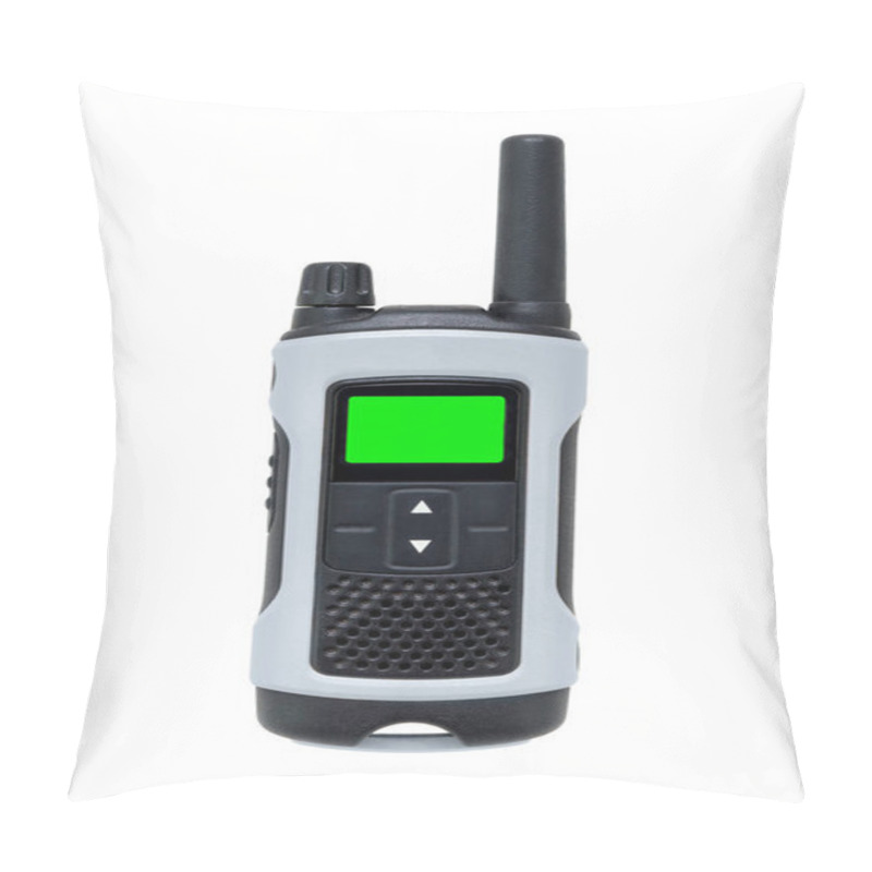 Personality  Talkie Walkie With Green Blank Lcd Screen Lighted Isolated On White Pillow Covers