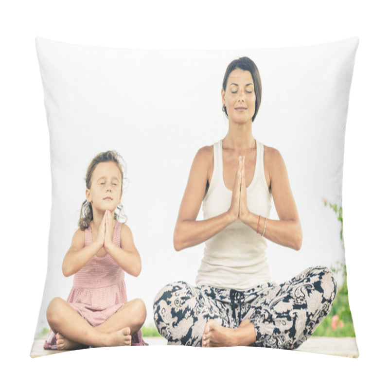 Personality  Yoga. Young Woman Doing Yoga Exercise Outdoor Pillow Covers