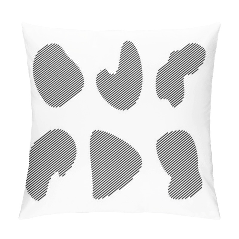 Personality  Abstract Fluid Shape Stripe Lines Set Abstract Black Shapes Liquid Shape Elements Random Outline Fluid Shapes. Pillow Covers