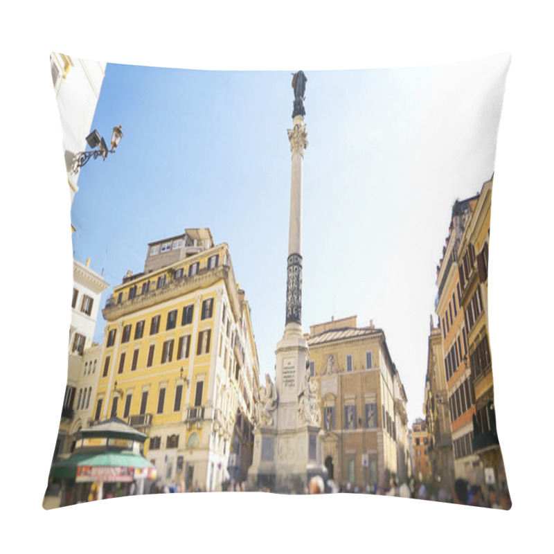 Personality  Virgin Mary Statue On Column In Piazza Di Spagna In Rome, Italy Pillow Covers