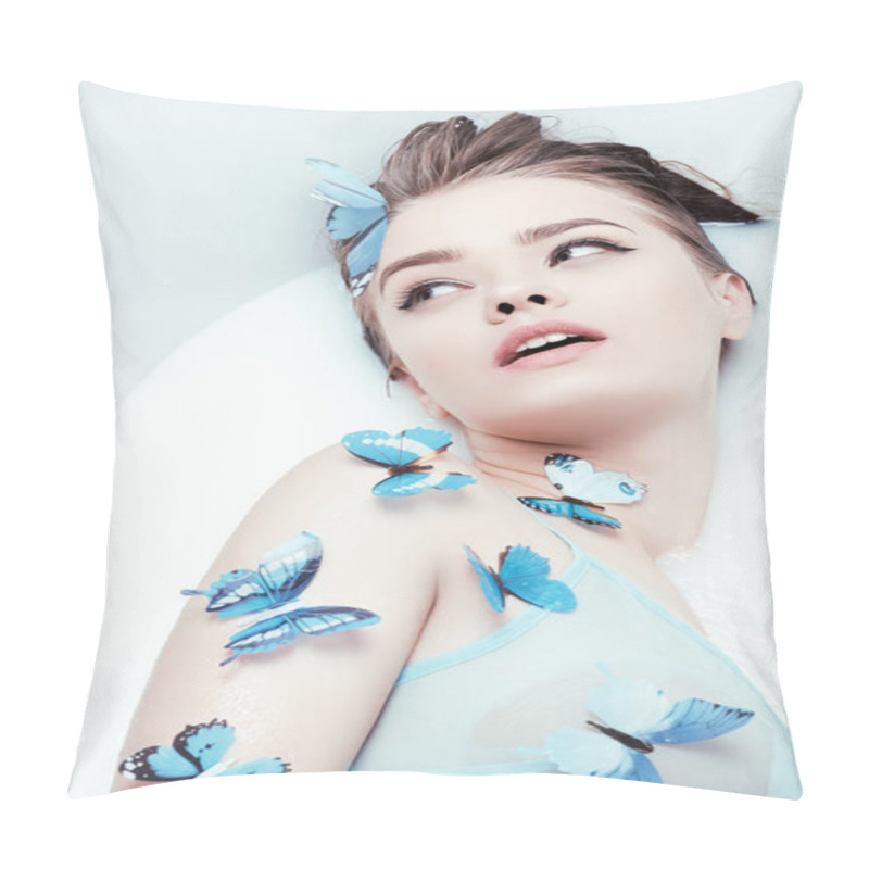 Personality  Sensual Woman With Butterflies Pillow Covers