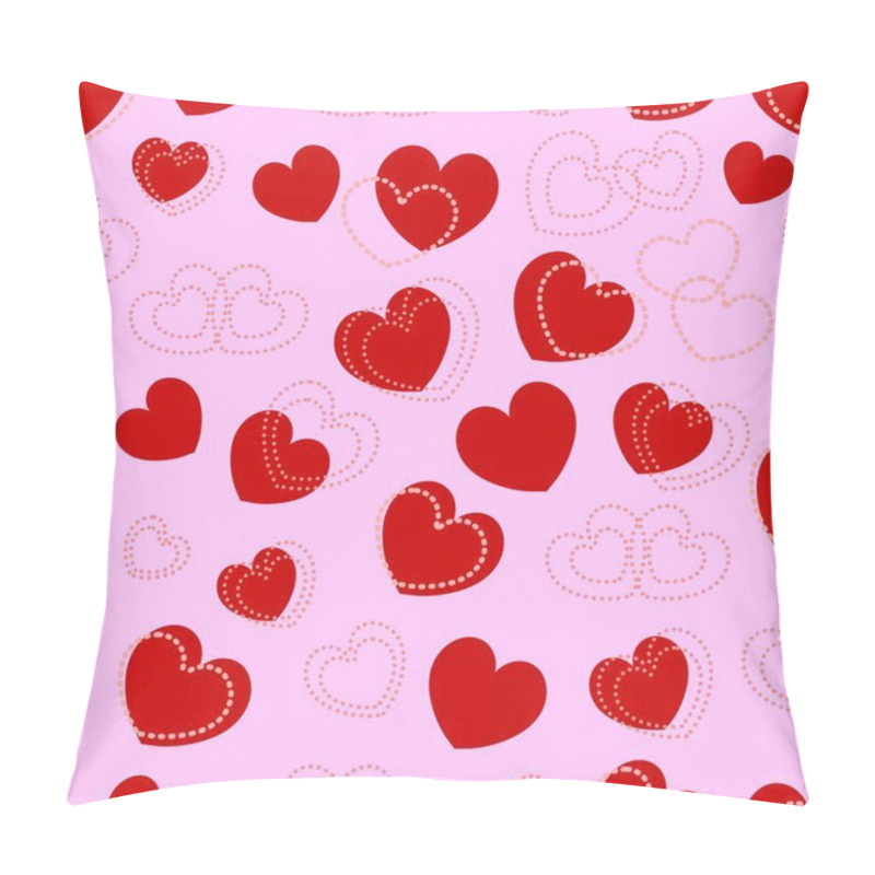 Personality  A Seamless Pattern Background With Hearts In Pink And Red Tones Designed For Valentine's Day Or Romantic Occasions. A Heart Shaped Decorated With Dotted Hearts. Pillow Covers