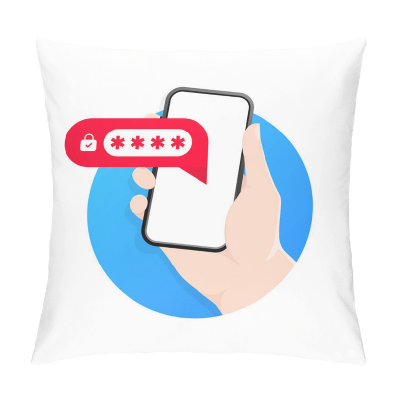 Personality  Two Step Authentication Vector Illustration. Smartphone Safety Login Or Signin. Two Steps Authorization Concept. Verification By Smartphone. Vector Illustration Pillow Covers