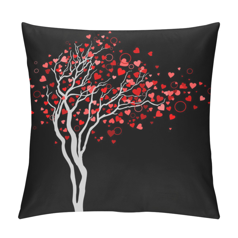 Personality  Tree With Heart Leaves On Black Background Pillow Covers