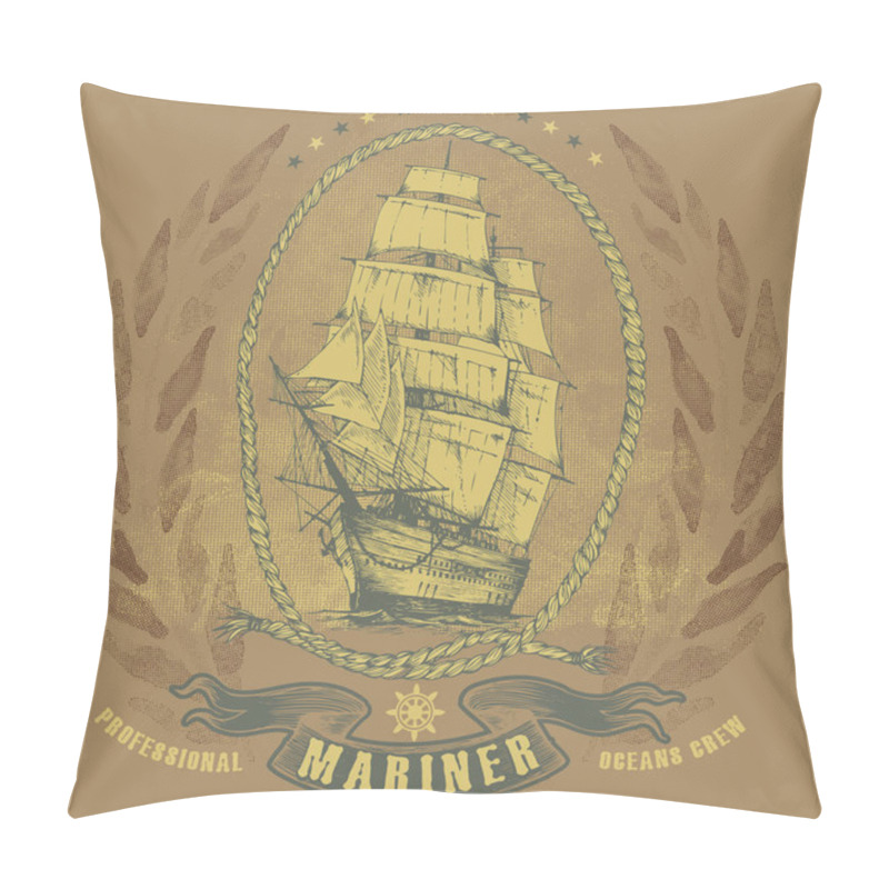 Personality  Marine Department Logo Vector Illustration  Pillow Covers