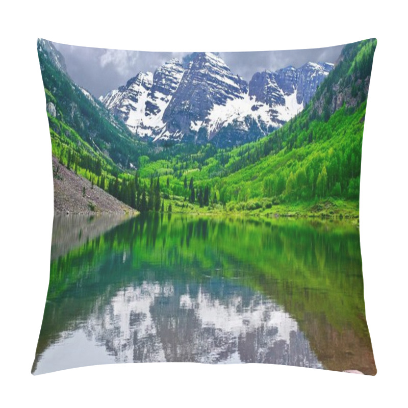 Personality  Mountain Peak Reflection In Calm Lake.  Pillow Covers