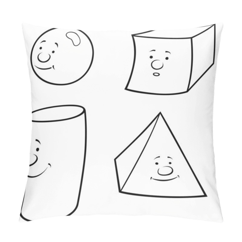 Personality  Geometric Shapes - Black And White Cartoon Illustration, Vector Pillow Covers