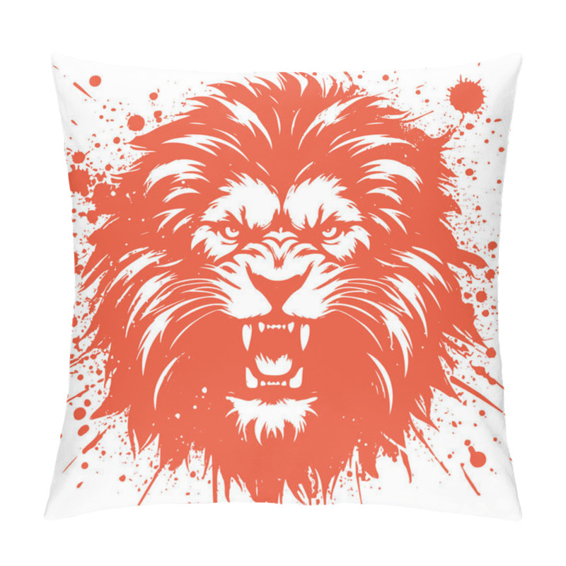 Personality  Vivid Orange Splatter Art Of A Roaring Lion's Face In Abstract Style Pillow Covers