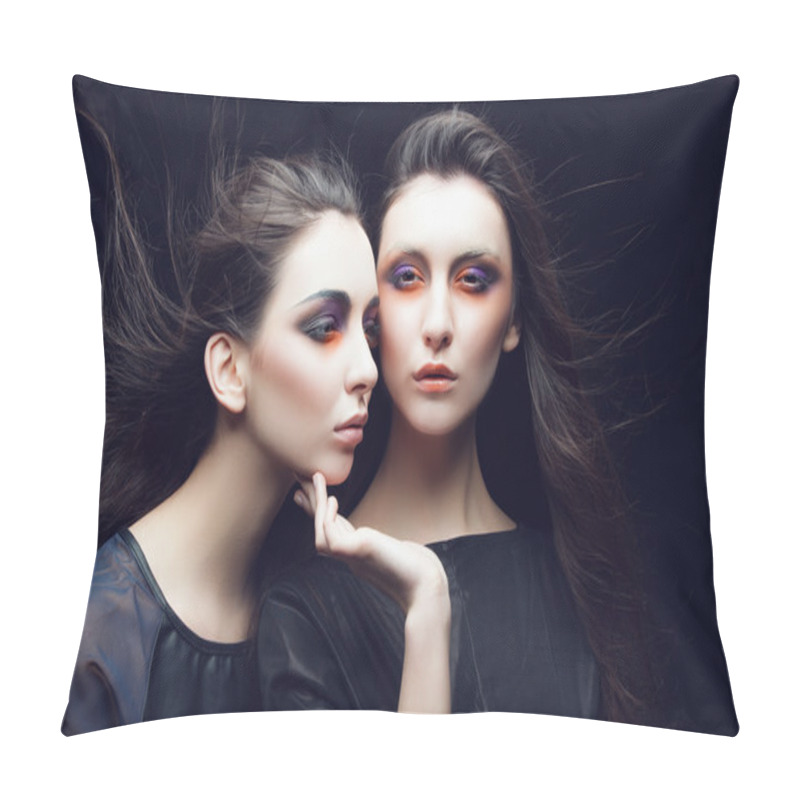 Personality  Beautiful Young Female Twins Pillow Covers