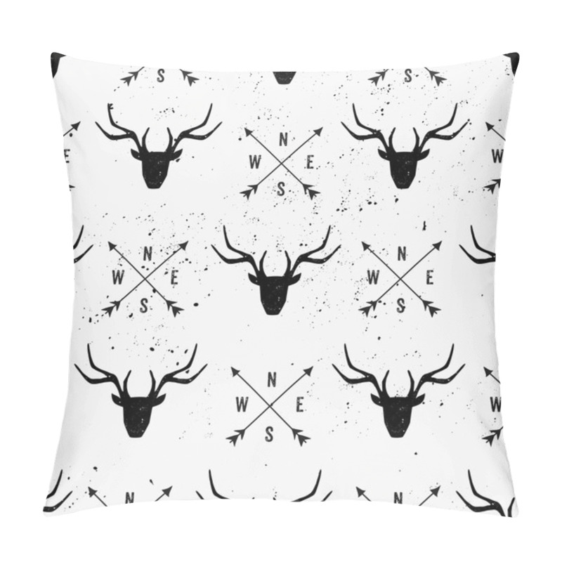 Personality  Deer Head And Arrows Seamless Pattern Pillow Covers