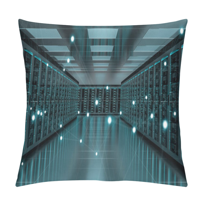 Personality  Server Room Center Exchanging Cyber Datas 3D Rendering Pillow Covers