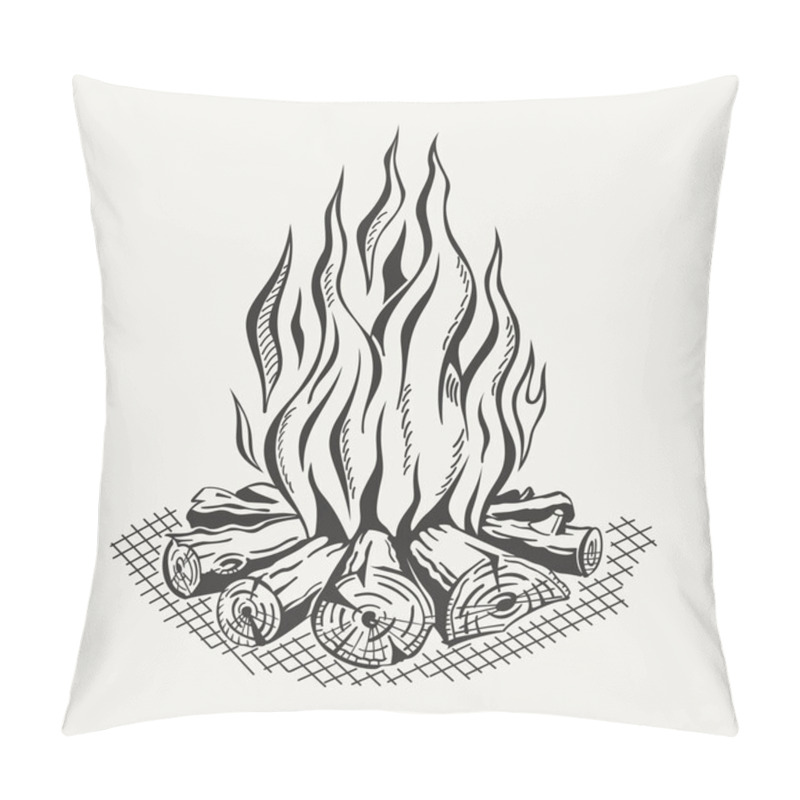 Personality  Illustration Of Isolated Camp Fire On White Background. Pillow Covers