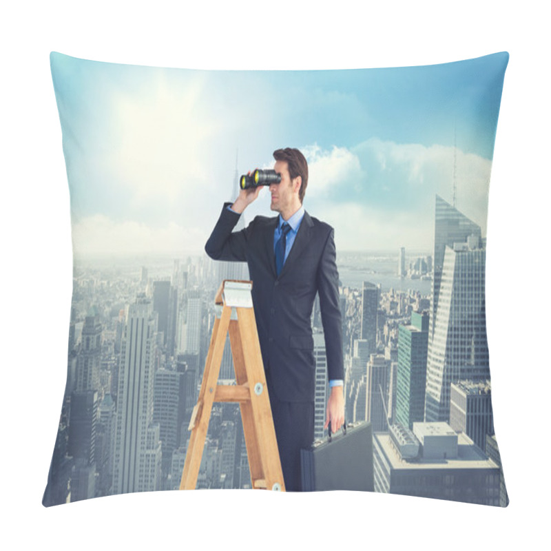 Personality  Businessman Looking On Ladder Pillow Covers