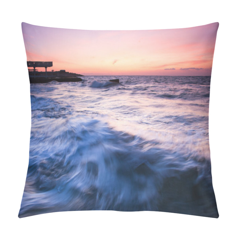 Personality  Beautiful Seascape With Big Sea Wave At The Sunset Pillow Covers