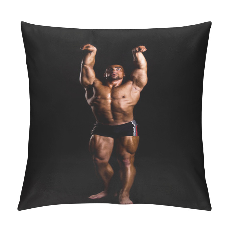 Personality  Young Bodybuilder Posing Pillow Covers