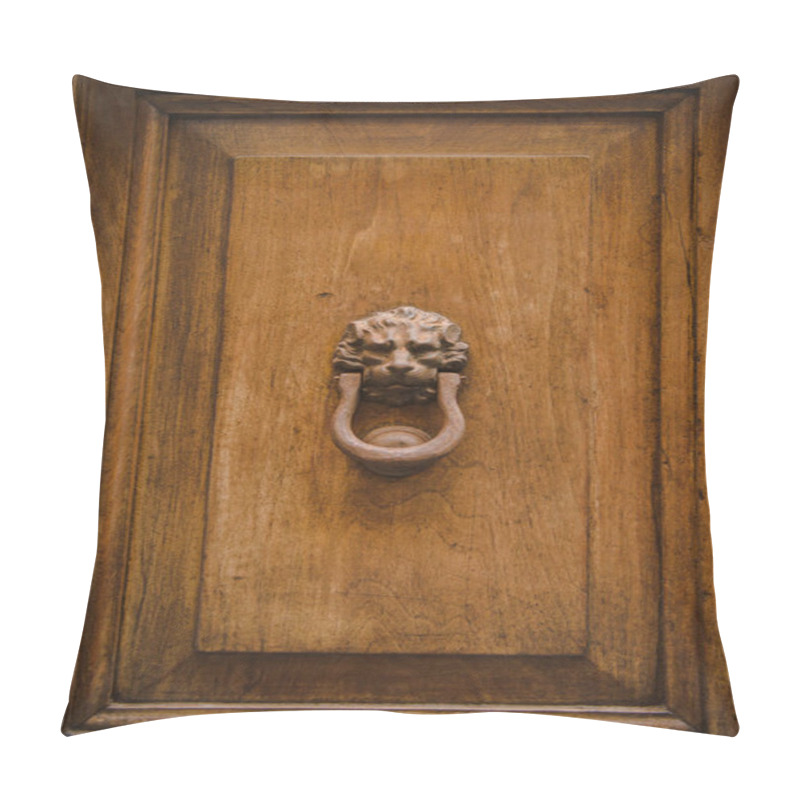 Personality  Close-up Shot Of Antique Door Holder In Shape Of Lion Head, Rome, Italy Pillow Covers