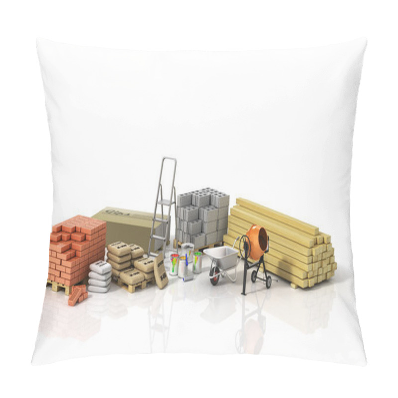 Personality  Construction Materials On The Wtite Background. Pillow Covers