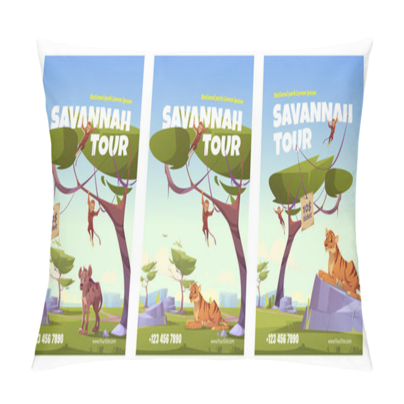 Personality  Savannah Tour Poster With African Animals Pillow Covers