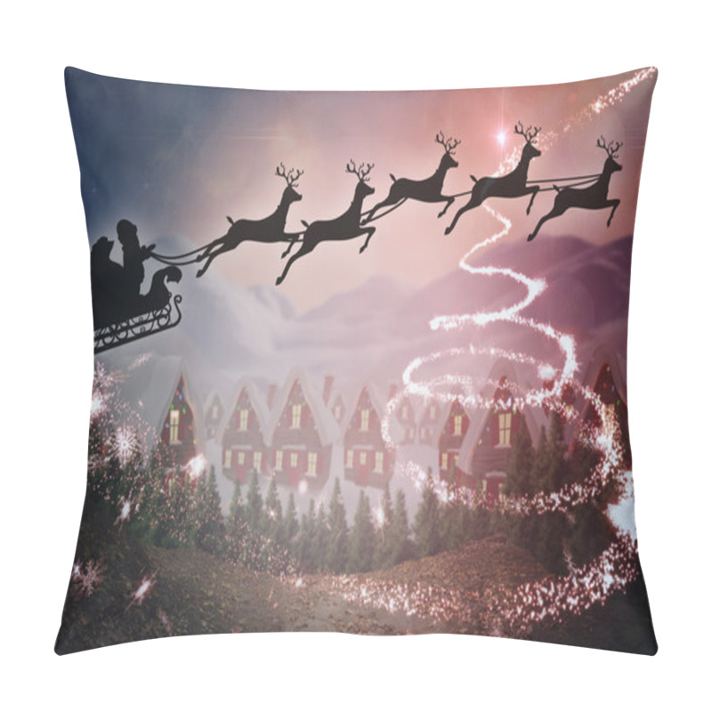 Personality  Silhouette Of Santa Claus And Reindeer Pillow Covers