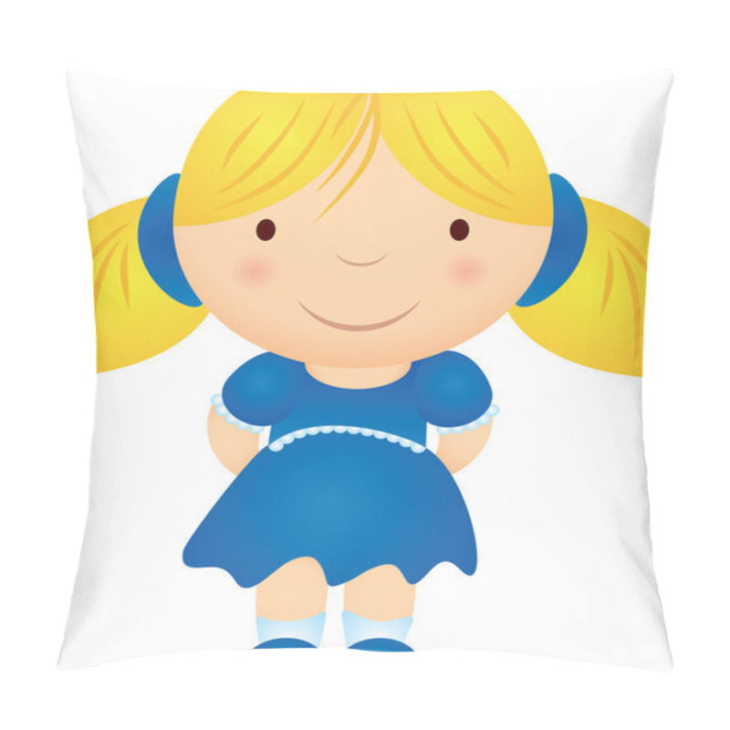 Personality  Cartoon Girl In Blue Dress Pillow Covers