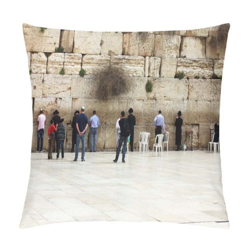 Personality  Jewish Worshipers Pray At The Wailing Wall An Important Jewish Religious Site In Jerusalem, Israel Pillow Covers