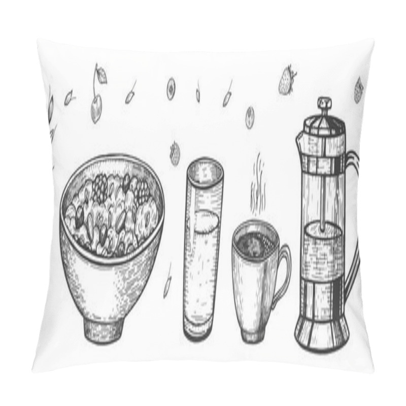 Personality  Collection Of Natural Food, Drinks For Breakfast Pillow Covers