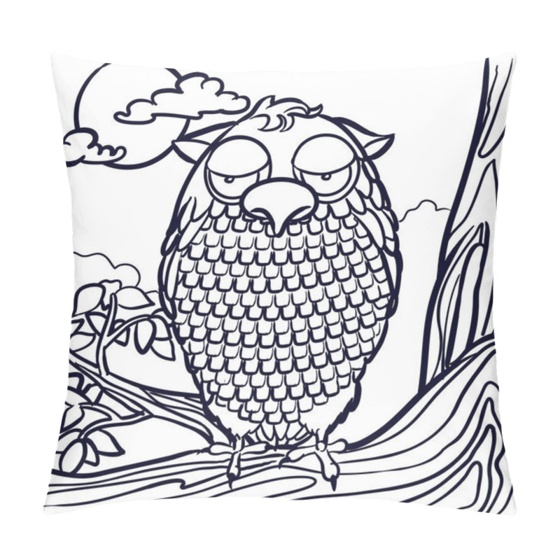 Personality  Owl Sitting On A Tree Branch, In Front Of The Moon Pillow Covers