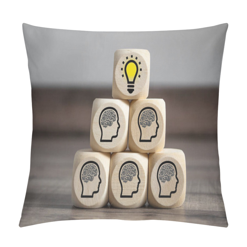 Personality  Cubes Dices With Brainstorming And Light Bulb Teamwork Pillow Covers