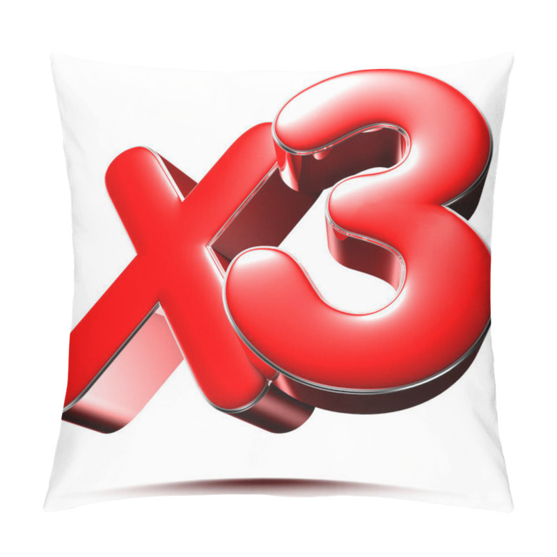 Personality  X3 Red 3D Illustration On White Background With Clipping Path. Pillow Covers