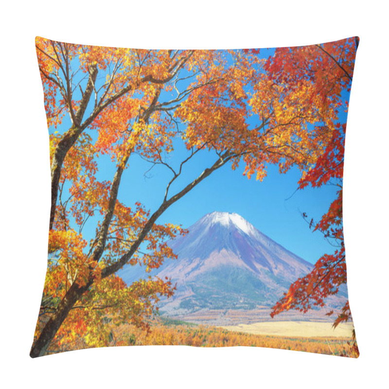 Personality  Mt. Fuji From Yamanaka Lake In Yamanashi Prefecture During Autumn. Pillow Covers