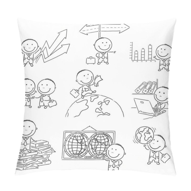 Personality  Cartoon Businessman Set, Outline Pillow Covers