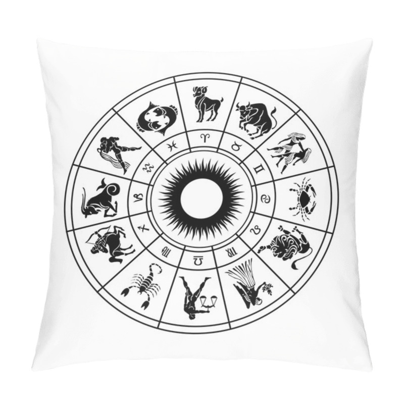 Personality  Horoscope Wheel Of Zodiac Signs Pillow Covers