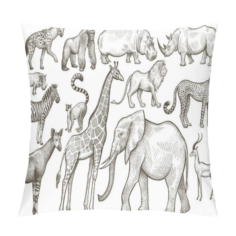 Personality  Set Of African Animals. Pillow Covers