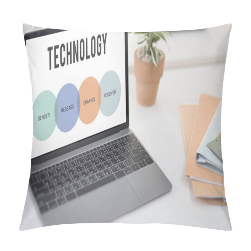 Personality  Modern Laptop At Workplace Pillow Covers