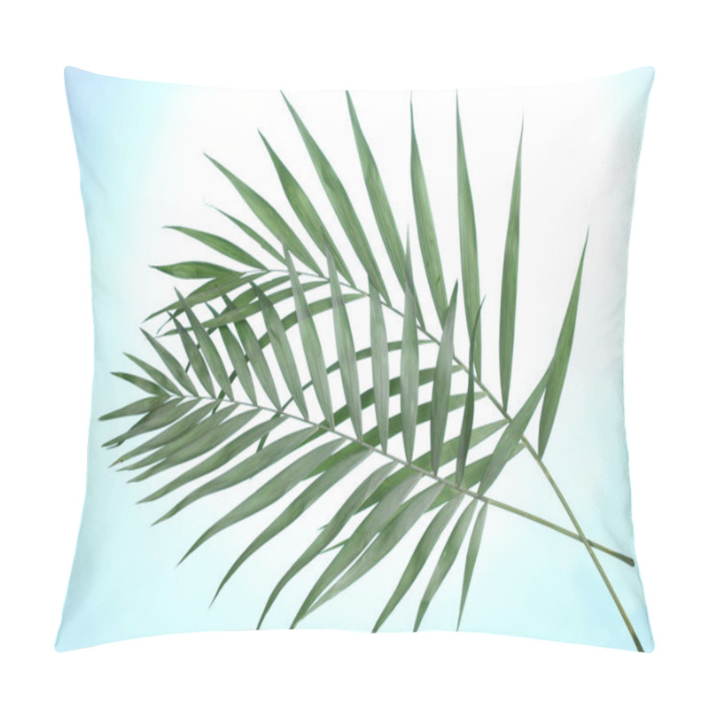 Personality  Beautiful Palm Leaves On Blue Background Pillow Covers