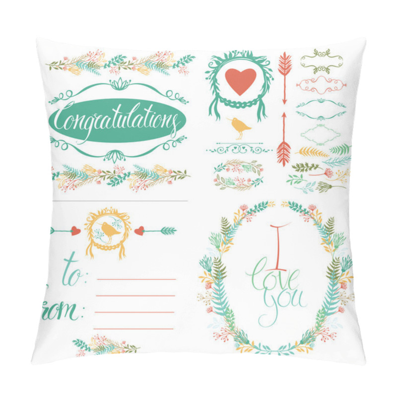 Personality  Greeting Card And Design Elements Set Pillow Covers