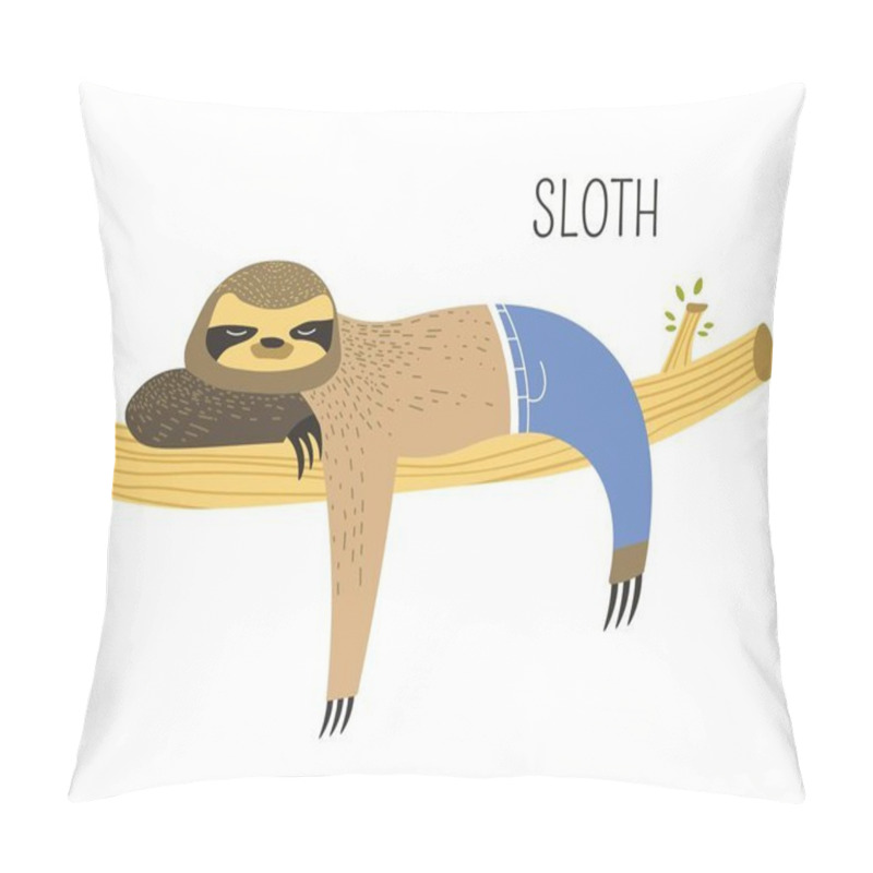 Personality  Sloth In Jeans On Branch  Pillow Covers